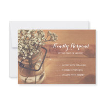 Rustieke Baby's Breath Mason Jar Wood Bruiloft RSV