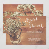 Rustieke Baby's Breath Mason Jar Wood Vrijgezellen Kaart (Voorkant / Achterkant)