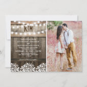 Rustieke Baby's Breath Slingerlichten Foto Bruilof Kaart (Voorkant)