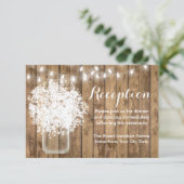 Rustieke Baby's Breath & Slingerlichten Receptie Kaart (Staand voorkant)