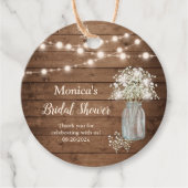 Rustieke Baby's Breath Slingerlichtjes Baby Shower Bedankjes Labels (Voorkant)