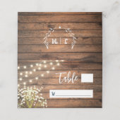 Rustieke Baby's Breath & String Lights Houten Brui Plaatskaartje (Buitenkant ongevouwen)