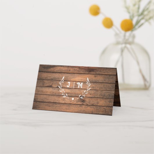 Rustieke Baby's Breath & String Lights Houten Brui Plaatskaartje (Achterkant)