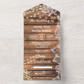 Rustieke Baby's Breath String Lights Kant Bruiloft All In One Uitnodiging (Binnen)