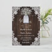 Rustieke Baby's Breath Wood Mason Jar Wedding Kaart (Staand voorkant)