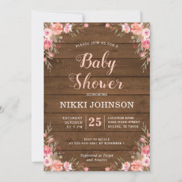 Rustieke babyshower voor meisje landelijke chique kaart