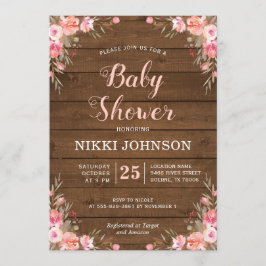 Rustieke babyshower voor meisje landelijke chique  kaart