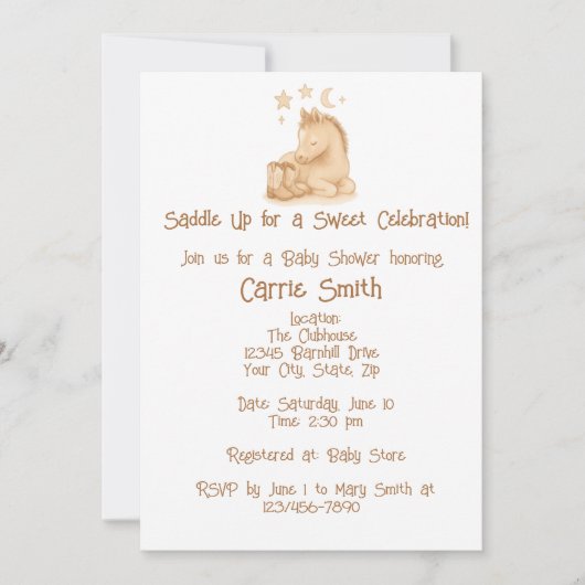 Rustieke babyslaarslaarzen en veulen kaart (Voorkant)