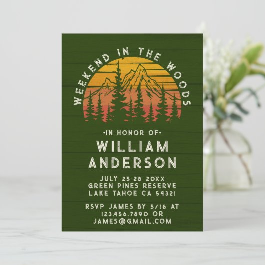 Rustieke Bachelor Party Weekend Camping Bergen Kaart (Staand voorkant)