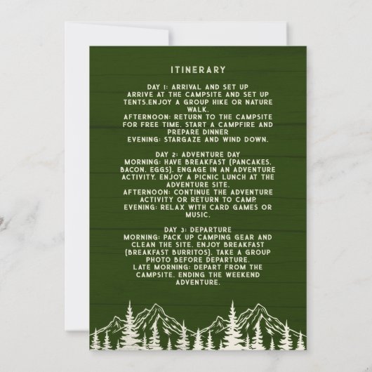 Rustieke Bachelor Party Weekend Camping Bergen Kaart (Achterkant)