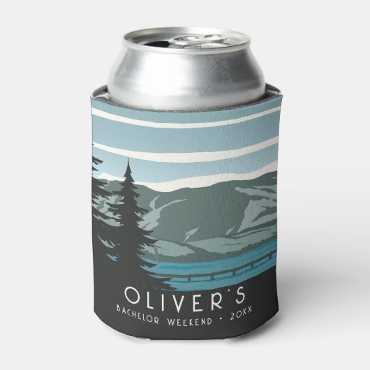 Rustieke Bachelor Weekend Camping Trip Bos Bossen Blikjeskoeler (Blikje Voorkant)