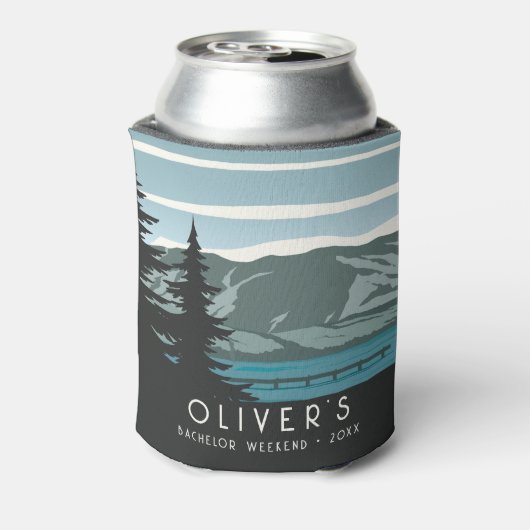 Rustieke Bachelor Weekend Camping Trip Bos Bossen Blikjeskoeler (Blikje Achterkant)