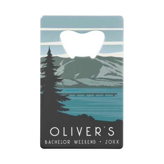 Rustieke Bachelor Weekend Camping Trip Bos Bossen Creditkaart Flessenopener (Voorkant)