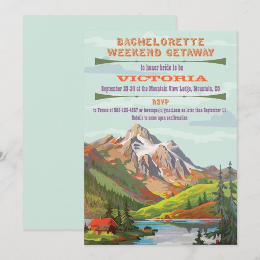 Rustieke Bachelorette Mountain Uitnodigingen (Voorkant / Achterkant)