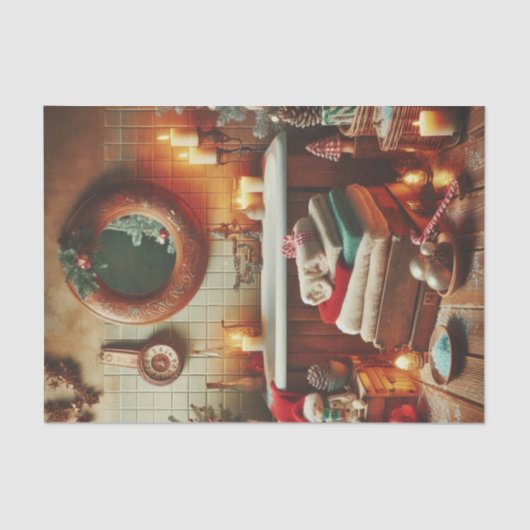 Rustieke Badkamer Decor Kerst Tissue Papier (Voorkant)