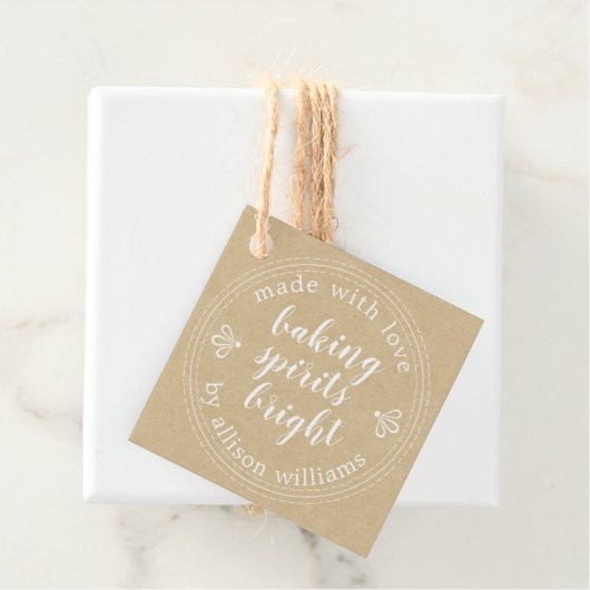 Rustieke Bakgeesten Licht Feestelijke Kraft Papier Bedankjes Labels (In situ)
