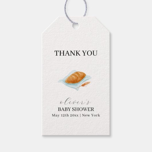 Rustieke bakkeet in het oven Baby shower Cadeaulabel (Voorkant)