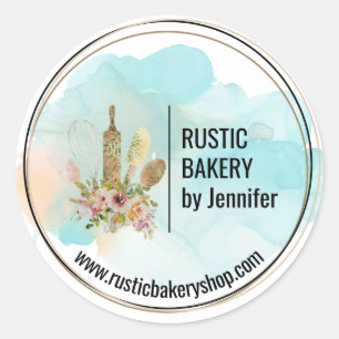 Rustieke bakkerij cirkel elegante cute logo keuken ronde sticker