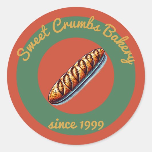 Rustieke Bakkerij Terracotta, Groen, Mosterdgeel Ronde Sticker (Voorkant)