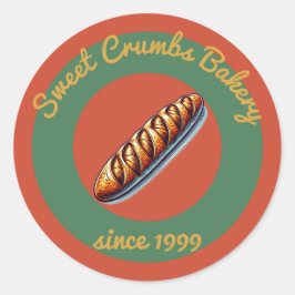 Rustieke Bakkerij Terracotta, Groen, Mosterdgeel Ronde Sticker