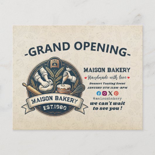 Rustieke Bakkerij Winkel Gebak Grand Opening Flyer (Voorkant)