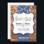 Rustieke bakstenen achtergrond Blauwe accenten Sav Save The Date<br><div class="desc">Dit rustieke ontwerp is perfect voor uw bruiloft vibe! Neem gerust contact met mij op als u vragen heeft of als u deze bestelling verder wilt aanpassen. Ik ben altijd blij om te helpen!</div>