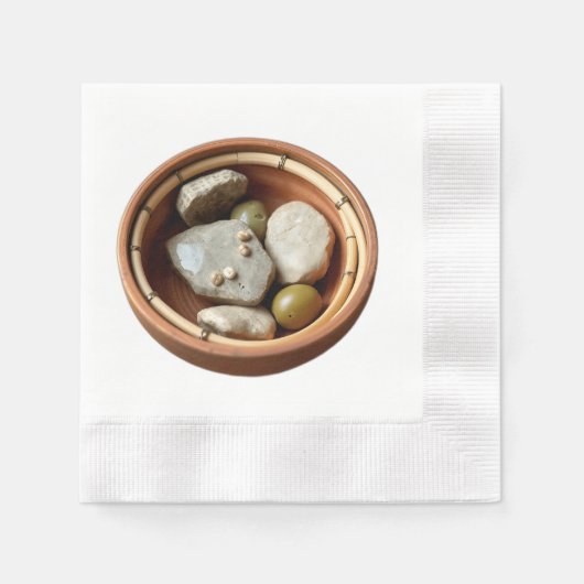 Rustieke Bamboe en Stone Bowl Servet (Voorkant)