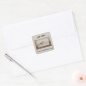Rustieke bamboe linnen look lotusbloem vierkante sticker (Envelop)