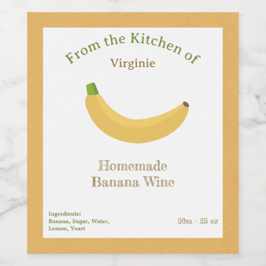 Rustieke Banaan Wijnfles Label Sticker (Enkel label)