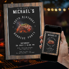 Rustieke Barbecue 100e verjaardagsfeestje Kaart