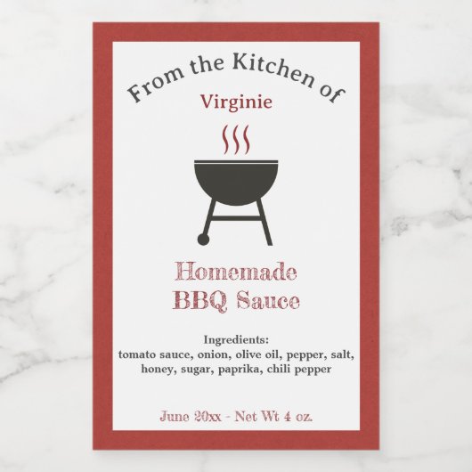 Rustieke Barbecuesaus BBQ Flesetiket Sticker (Enkel label)