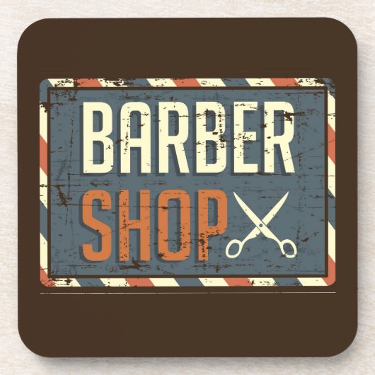 Rustieke Barber SHOP TEKEN Bier Onderzetter (Voorkant)