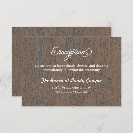 Rustieke Bark Ontvangstkaart/ Encluskaart Informatiekaartje (Voorkant / Achterkant)