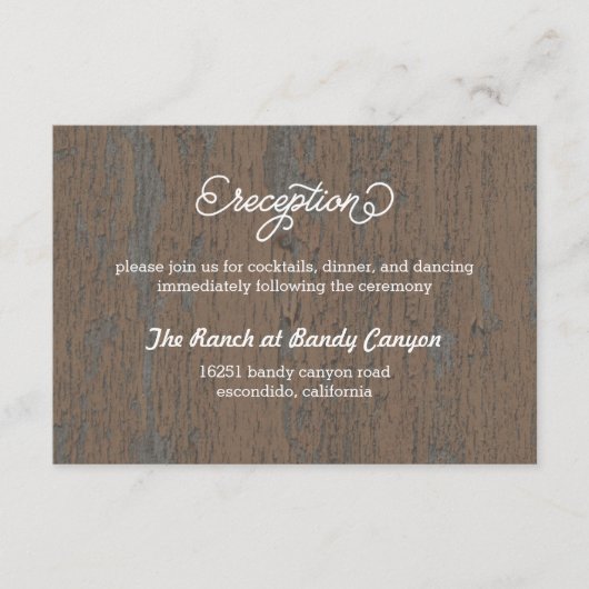 Rustieke Bark Ontvangstkaart/ Encluskaart Informatiekaartje (Voorkant)