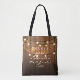 Rustieke Barn Wood Country Wedding Bedankt Y'All Tote Bag
