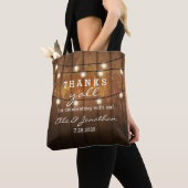 Rustieke Barn Wood Country Wedding Bedankt Y'All Tote Bag (Dichtbij)