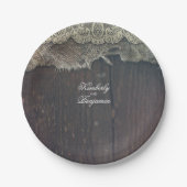 Rustieke Barn Wood en Shabby Burlap Kant Old Papieren Bordje (Voorkant)