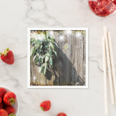 Rustieke barnwood botanische groen twinkle lichten servet (Insitu)