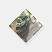 Rustieke barnwood botanische groen twinkle lichten servet (Hoek)