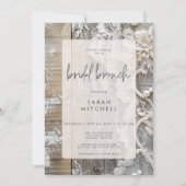 Rustieke Barnwood & Bridal Lace Bridal Brunch Kaart (Voorkant)