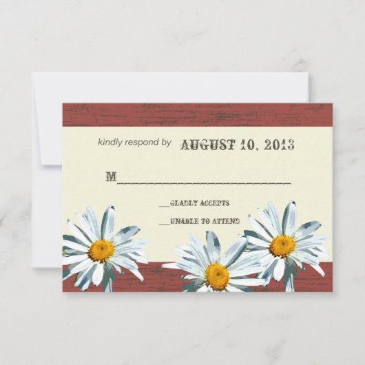 Rustieke Barnwood Daisy Response Kaart (Voorkant)