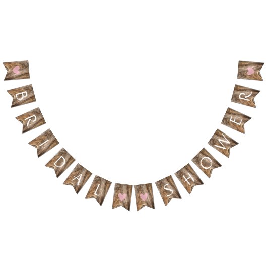 Rustieke Barnwood Hearts Bruin Vrijgezellenfeest D Vlaggetjes (Alle)