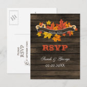 Rustieke Barnwood herfst bruiloft RSVP Uitnodiging Briefkaart (Voorkant / Achterkant)