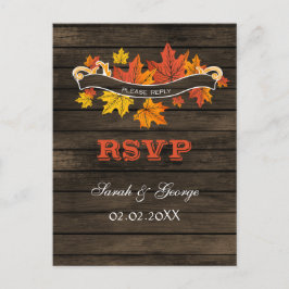 Rustieke Barnwood herfst bruiloft RSVP Uitnodiging Briefkaart