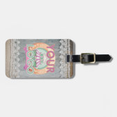 Rustieke Barnwood Lace Branding Business Logo QR Bagagelabel (Voorkant horizontaal)