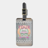 Rustieke Barnwood Lace Branding Business Logo QR Bagagelabel (Voorkant verticaal)