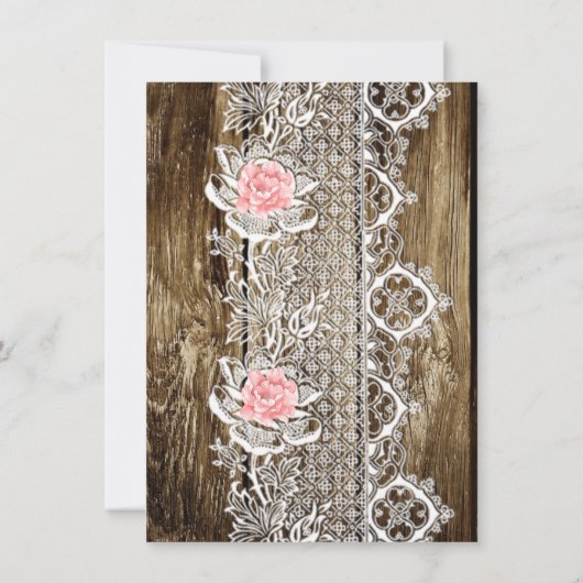 Rustieke Barnwood & Lace bruiloft Bedankkaart (Achterkant)