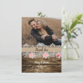 Rustieke Barnwood & Lace bruiloft Bedankkaart (Staand voorkant)