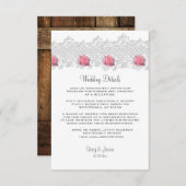 Rustieke Barnwood & Lace bruiloft Informatiekaartje (Voorkant / Achterkant)