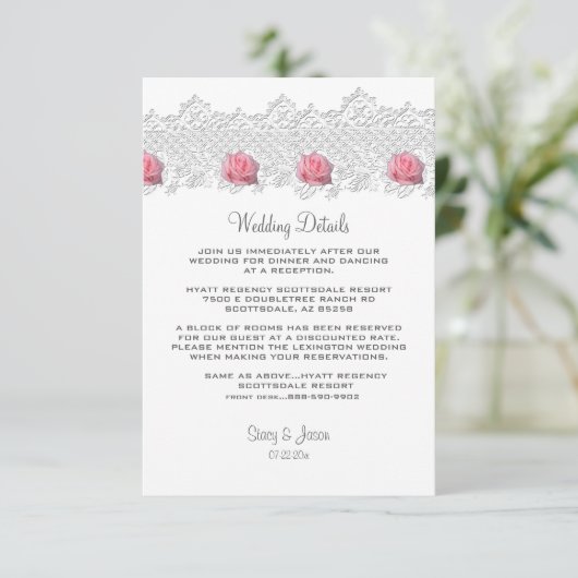 Rustieke Barnwood & Lace bruiloft Informatiekaartje (Staand voorkant)